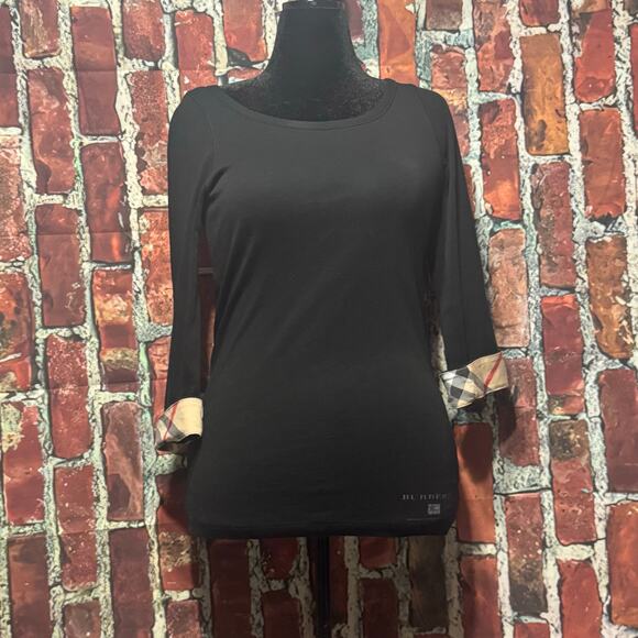 Burberry Brit Size Medium 3/4 Sleeve Black Top EUC {178} - Picture 3 of 11